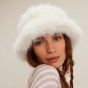 Free People X Unreal Fur Ice Queen Hat White One Size